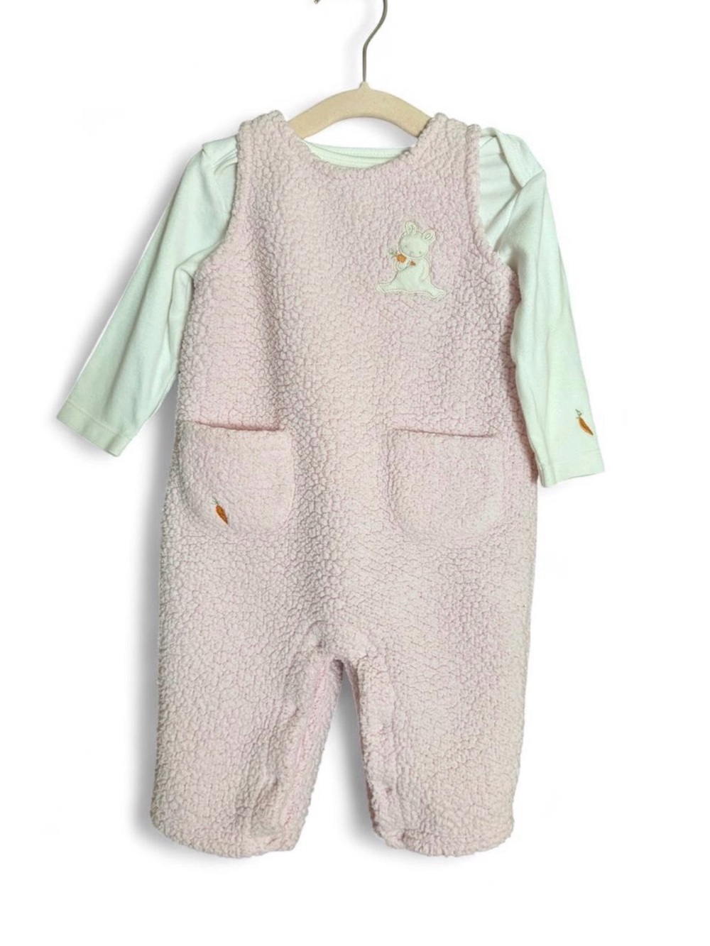 3-6 months Bunnies By the Bay fleece pink outfit romper for baby girl